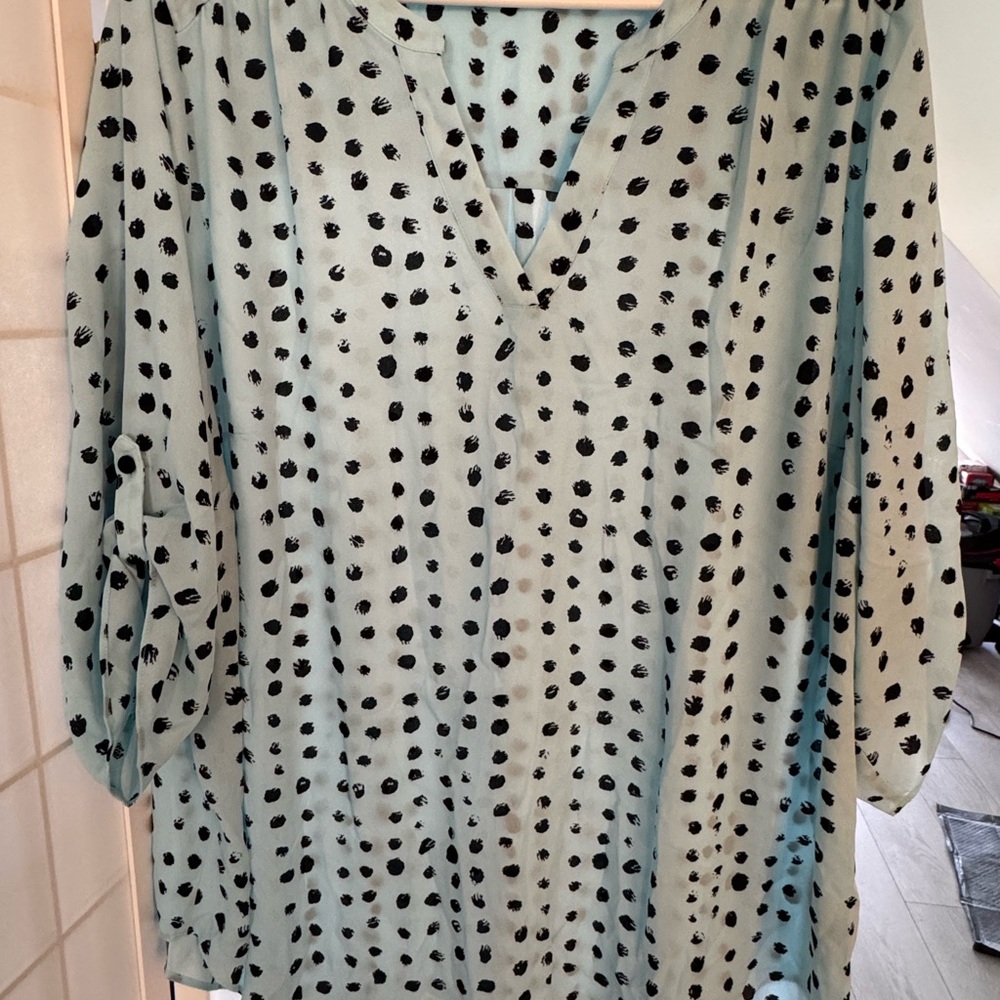 Polka Dot Women's Top - Black and Baby Blue